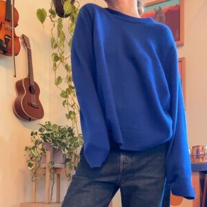 COS CASHMERE Women's Crewneck Sweater in Cobalt Blue